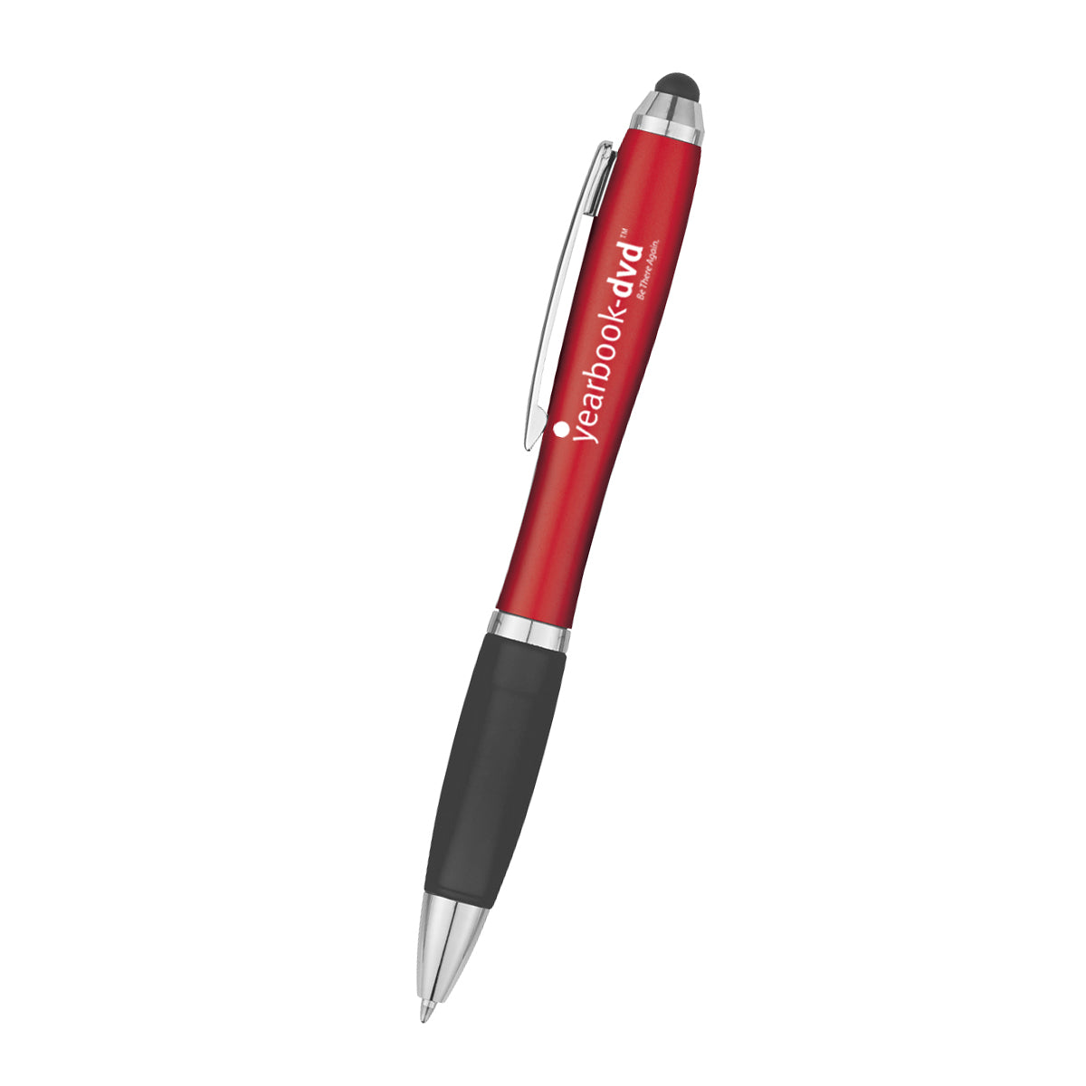 Satin Pen with Stylus Tip Full Color - Red - Silk Screen