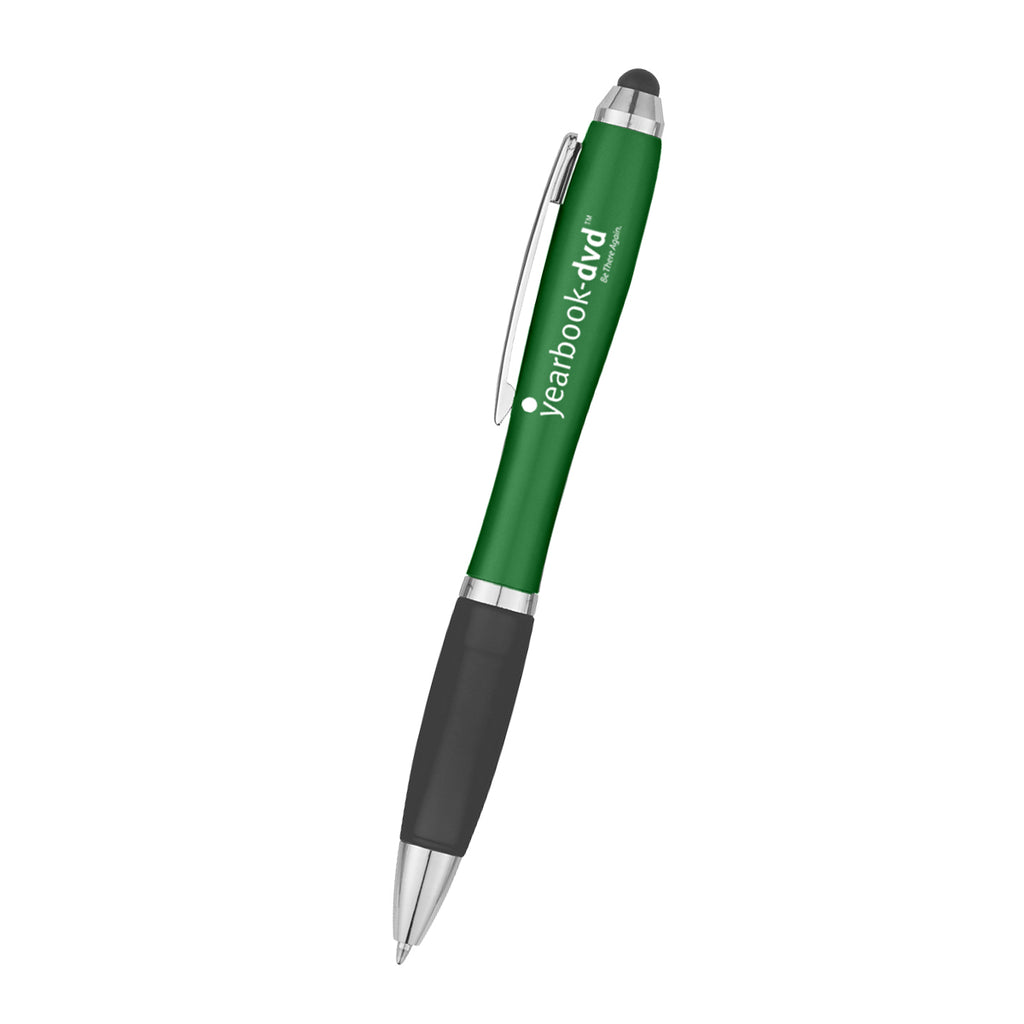 Satin Pen with Stylus Tip - Green - Silk Screen