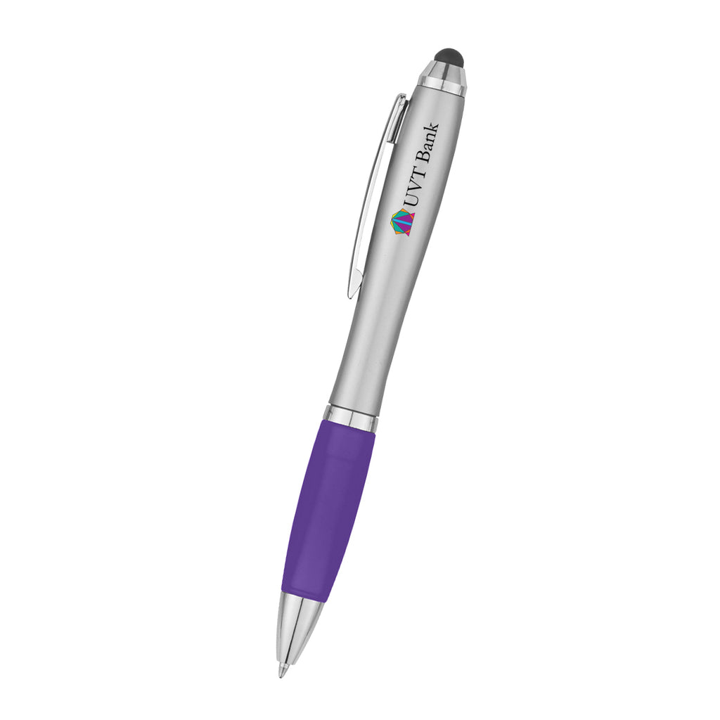 Satin Pen with Stylus Tip - Purple - Full Color