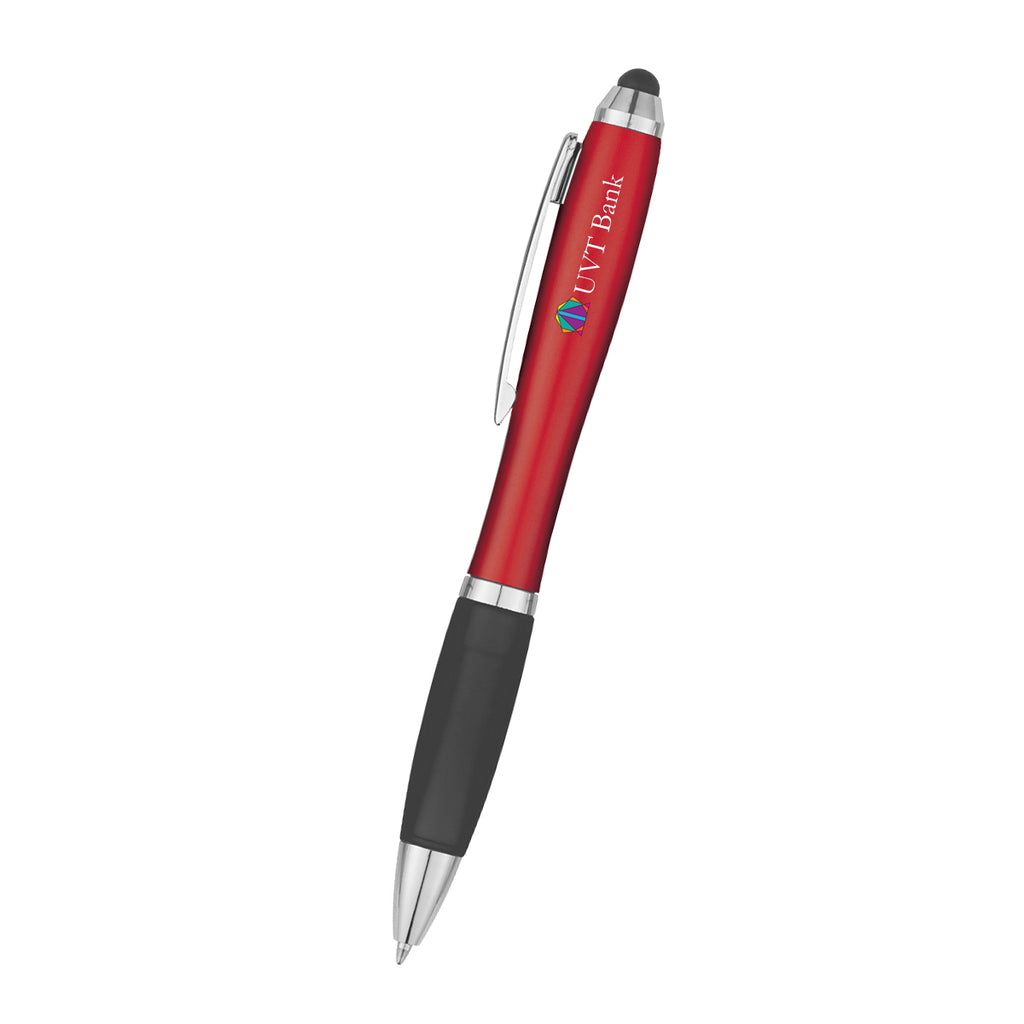 Satin Pen with Stylus Tip - Red - Full Color