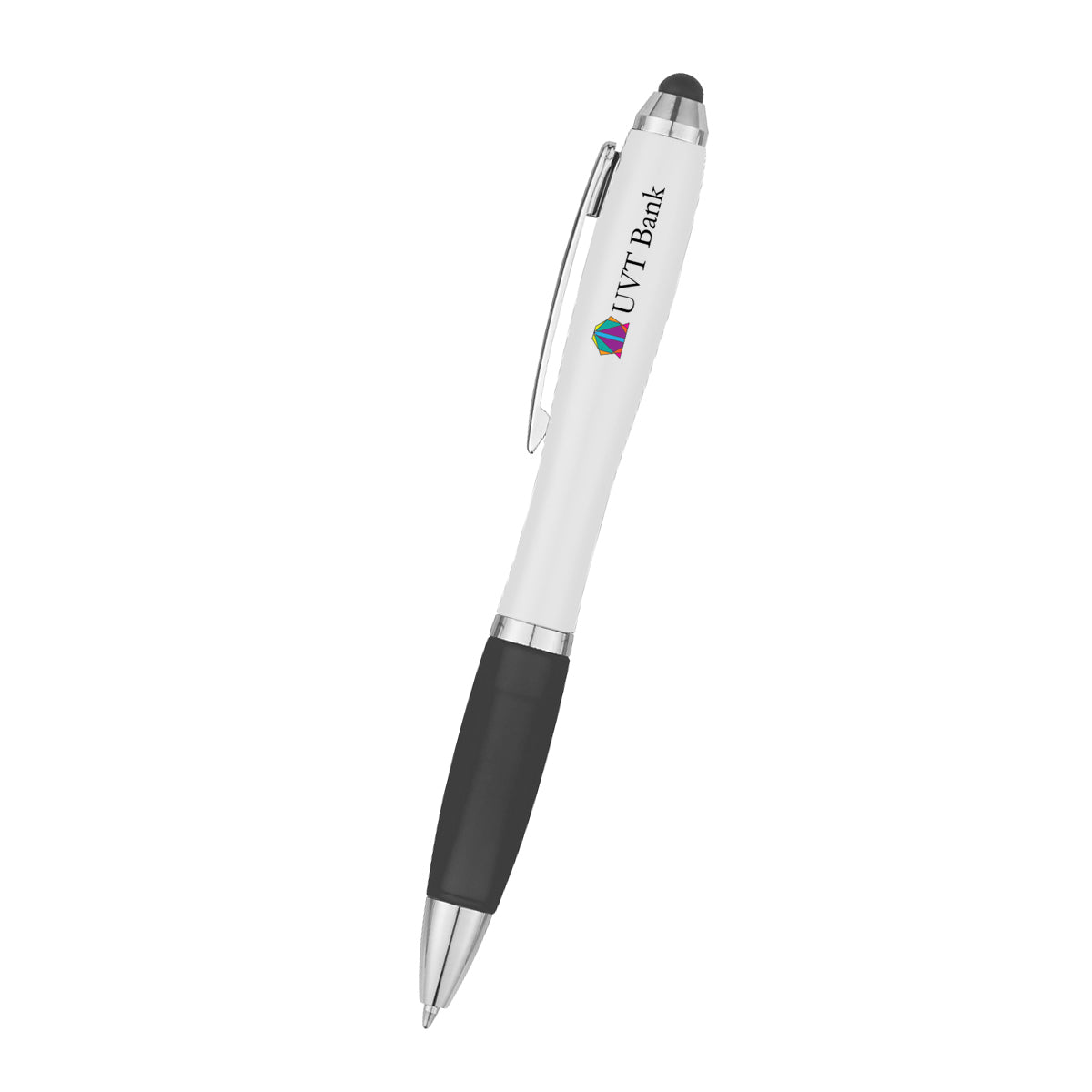 Satin Pen with Stylus Tip - White - Full Color
