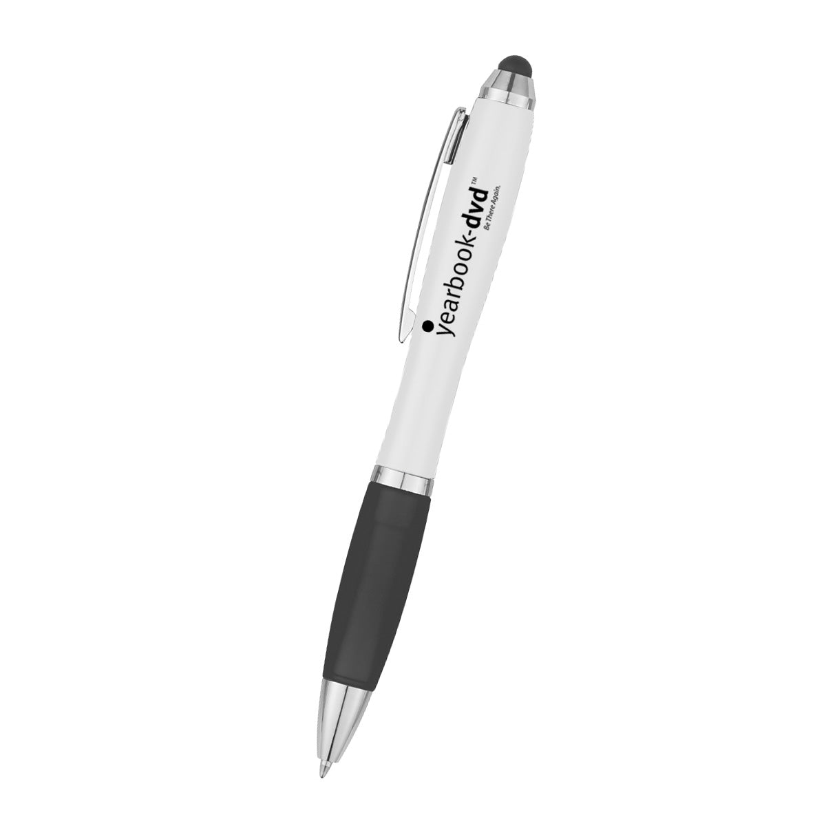 Satin Pen with Stylus Tip - White - Silk Screen