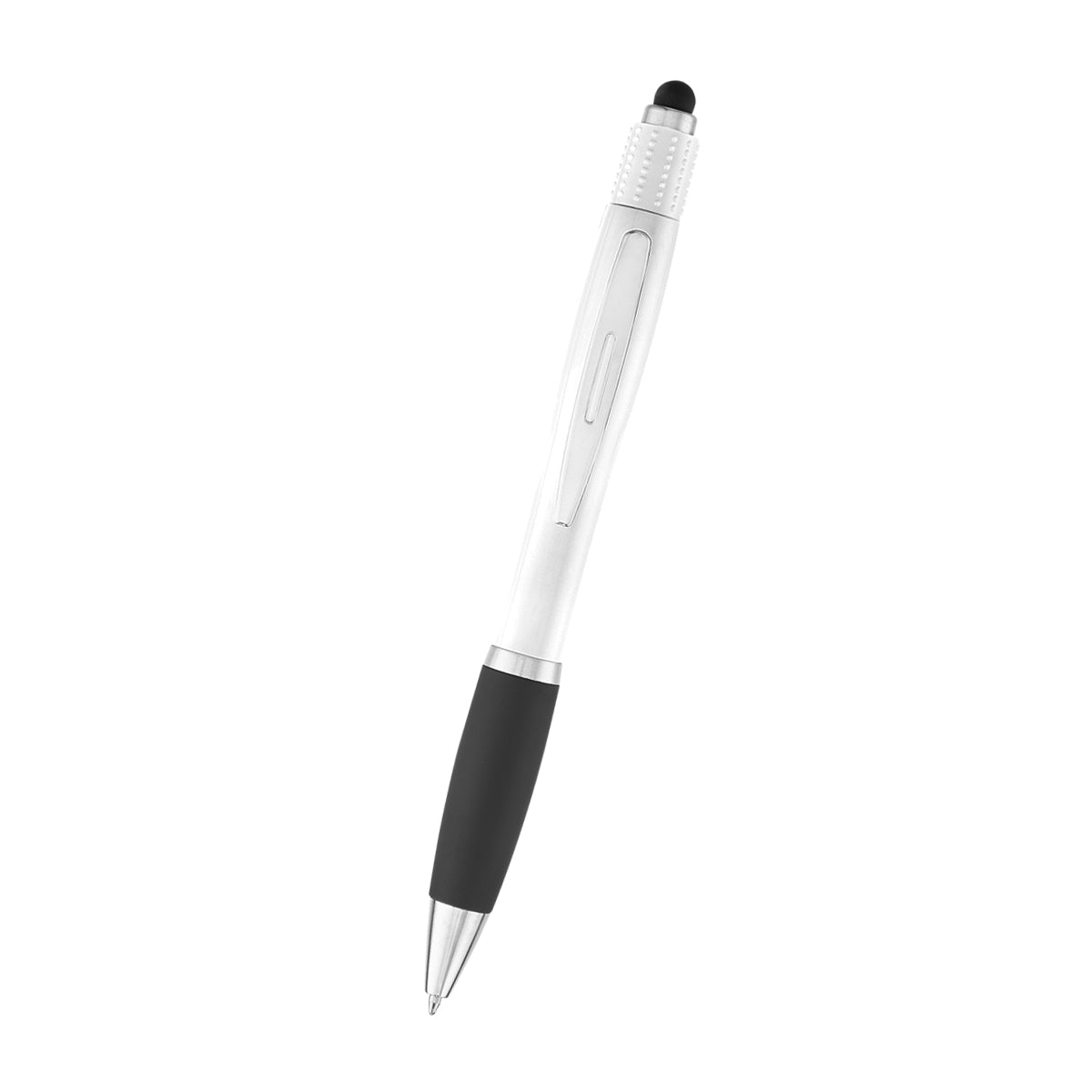 Satin Stylus Pen with Spin Top, Recycled ABS - Black - Front