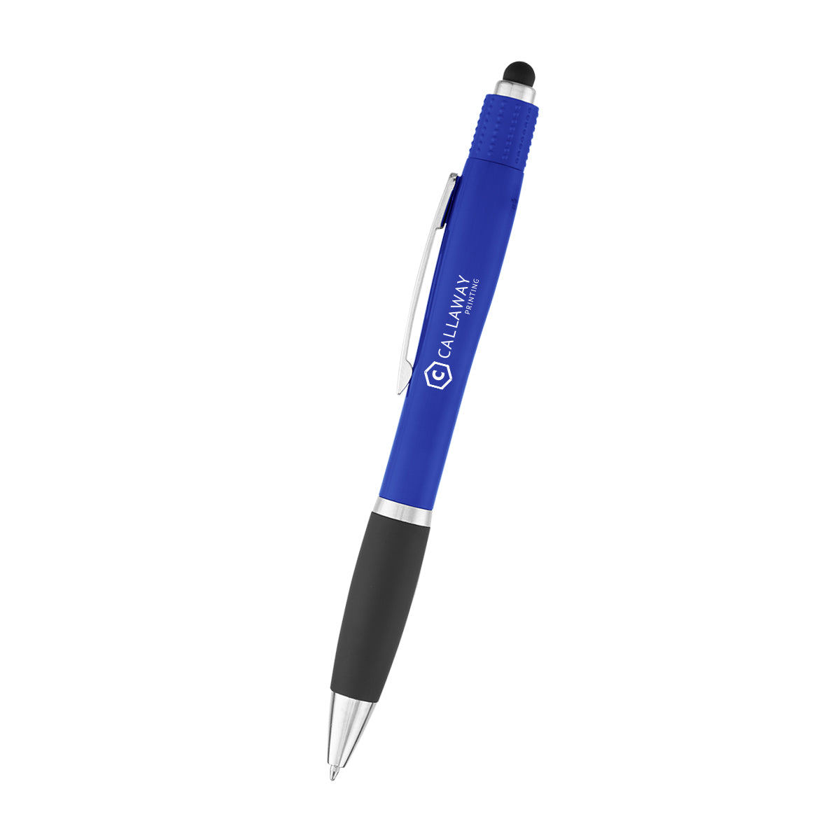 Satin Stylus Pen with Spin Top, Recycled ABS - Black - Silk Screen
