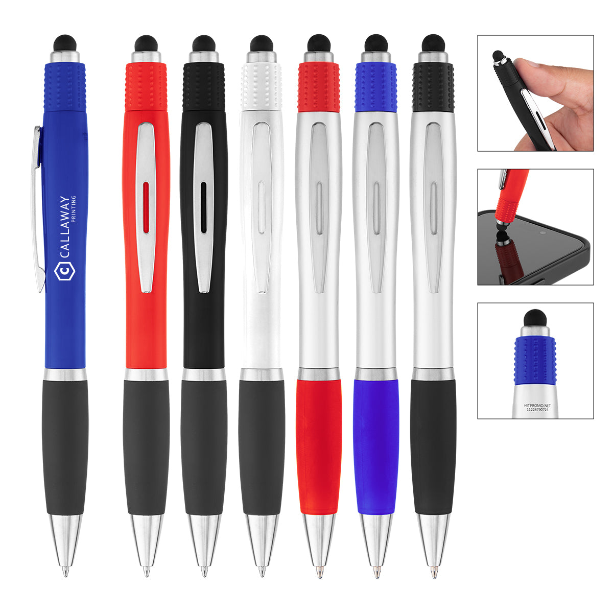 Satin Stylus Pen with Spin Top, Recycled ABS - Black