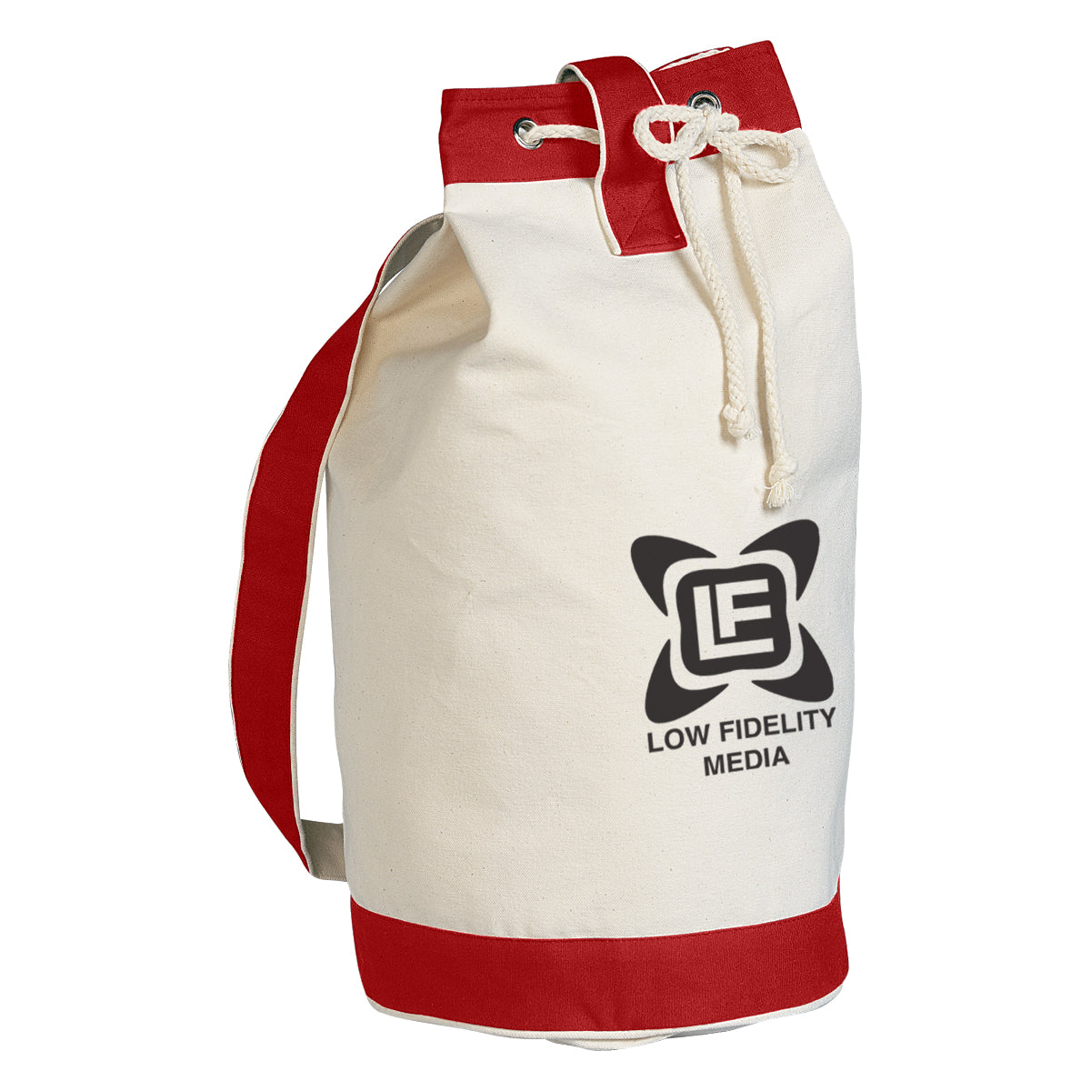 Schooner Tote Bag in Cotton Canvas Embroidery - Natural with Red - Silk Screen