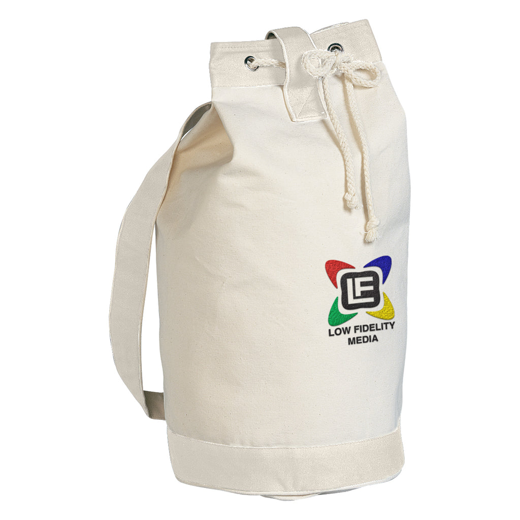 Schooner Tote Bag in Cotton Canvas - Natural Trim - Emboridery