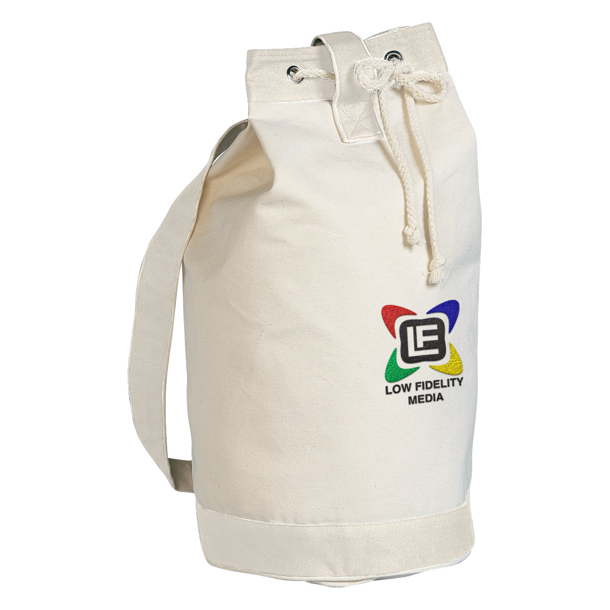 Schooner Tote Bag in Cotton Canvas - Natural Trim - Emboridery