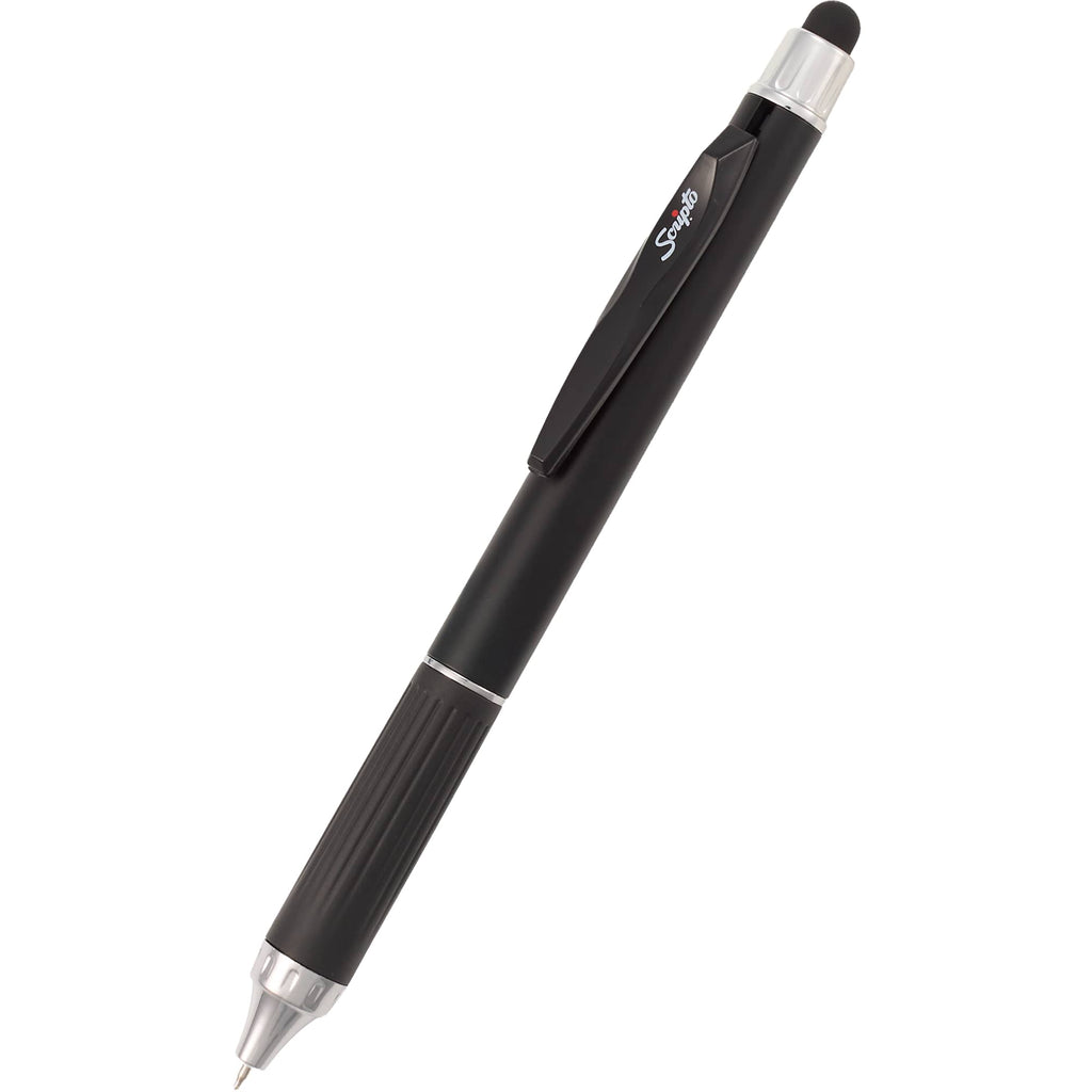 Scripto Neo Metallic Stylus Gel Pen in Recycled ABS Full Color - Black - Detail