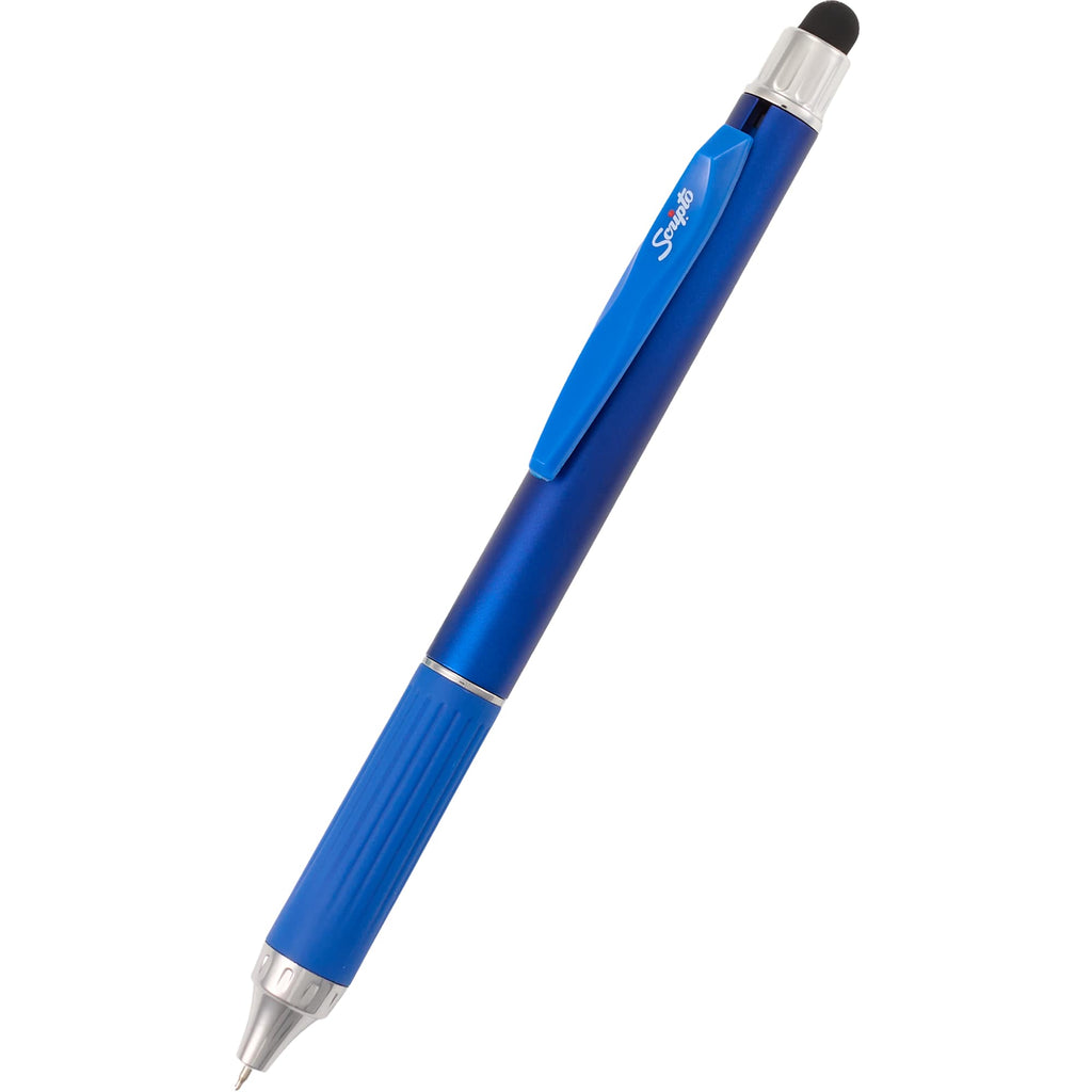 Scripto Neo Metallic Stylus Gel Pen in Recycled ABS Full Color - Blue - Detail