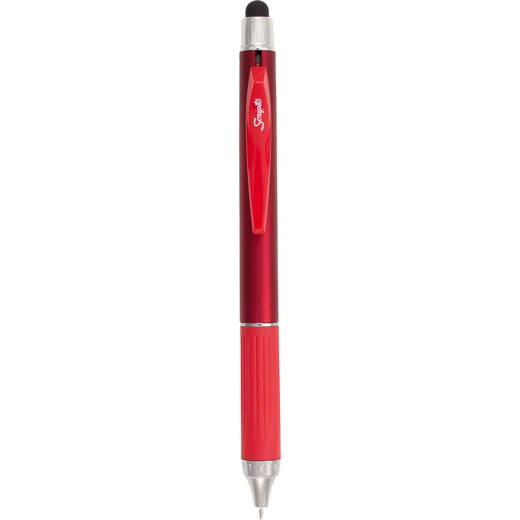 Scripto Neo Metallic Stylus Gel Pen in Recycled ABS Full Color - Red - Clip