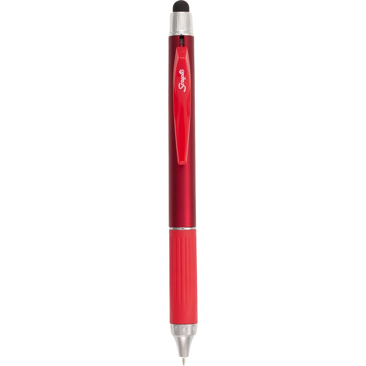 Scripto Neo Metallic Stylus Gel Pen in Recycled ABS Full Color - Red - Clip
