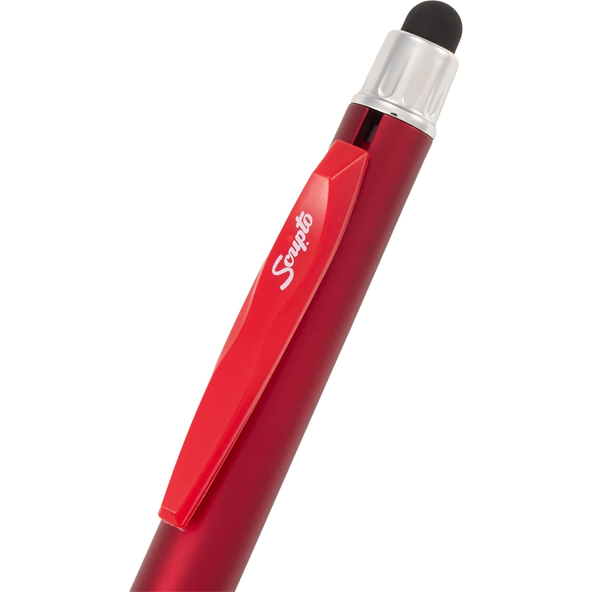 Scripto Neo Metallic Stylus Gel Pen in Recycled ABS Full Color - Red - Detail 2