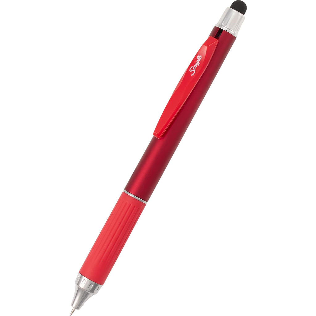 Scripto Neo Metallic Stylus Gel Pen in Recycled ABS Full Color - Red - Detail