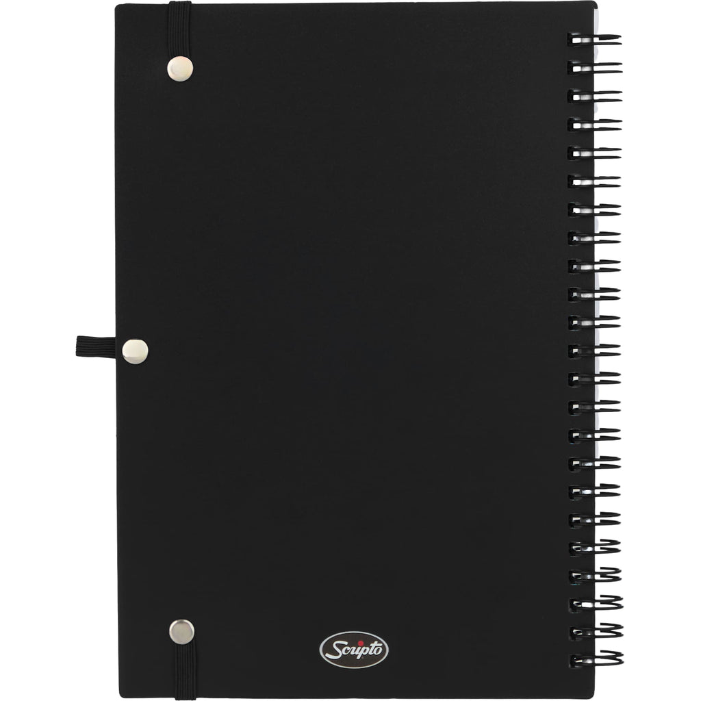Scripto Recycled Spiral Notebook with Front Pockets, 5.5 x 8.5 Inches - Black - Back