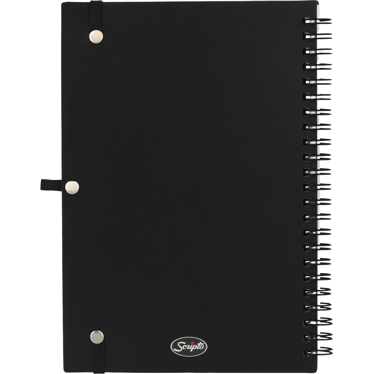 Scripto Recycled Spiral Notebook with Front Pockets, 5.5 x 8.5 Inches - Black - Back