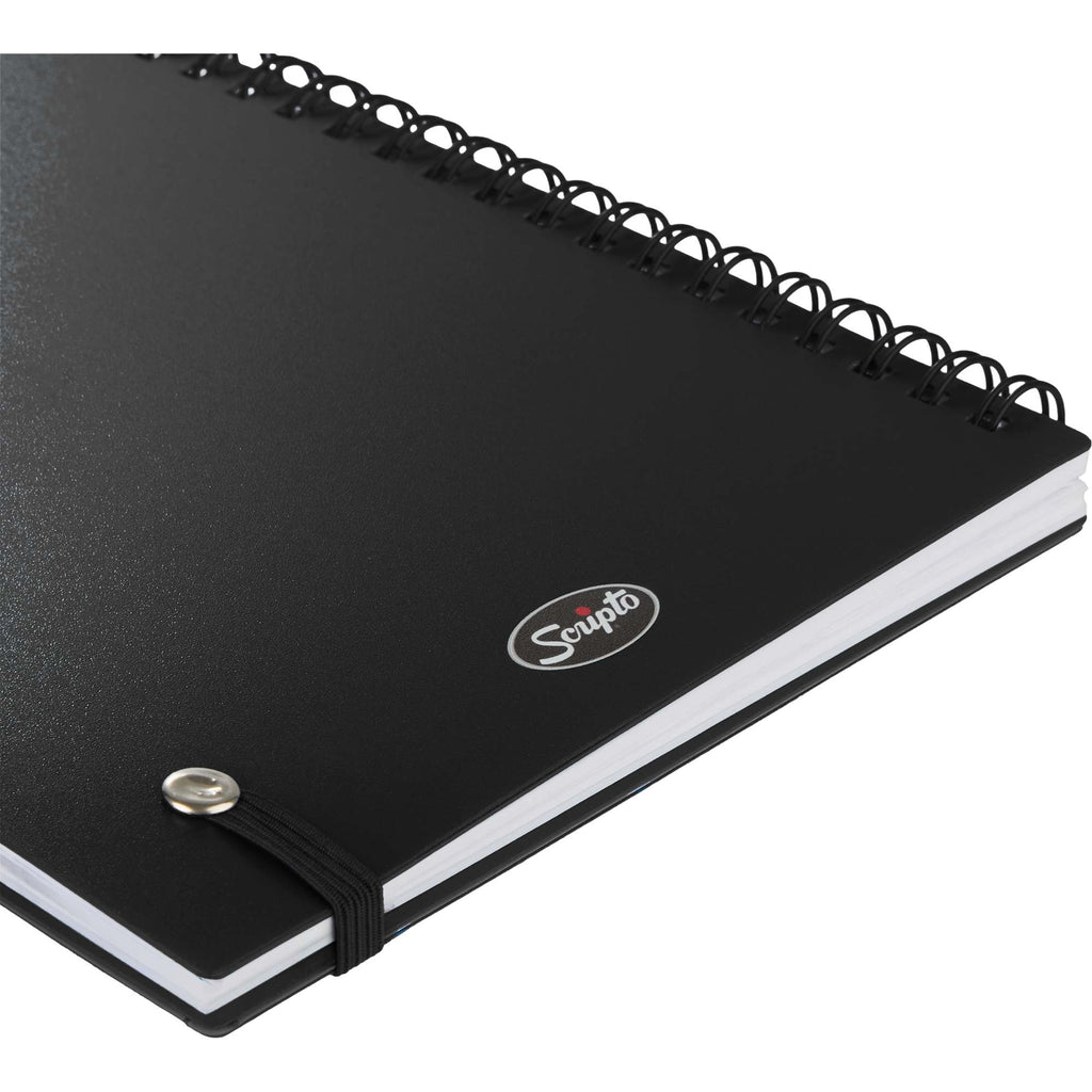 Scripto Recycled Spiral Notebook with Front Pockets, 5.5 x 8.5 Inches - Black - Detail