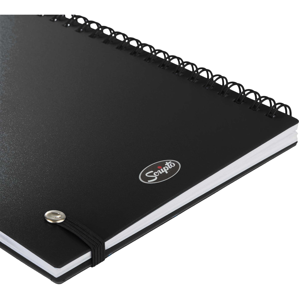 Scripto Recycled Spiral Notebook with Front Pockets, 5.5 x 8.5 Inches - Black - Detail