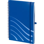 Scripto Recycled Spiral Notebook with Front Pockets, 5.5 x 8.5 Inches - Blue - Left Angle