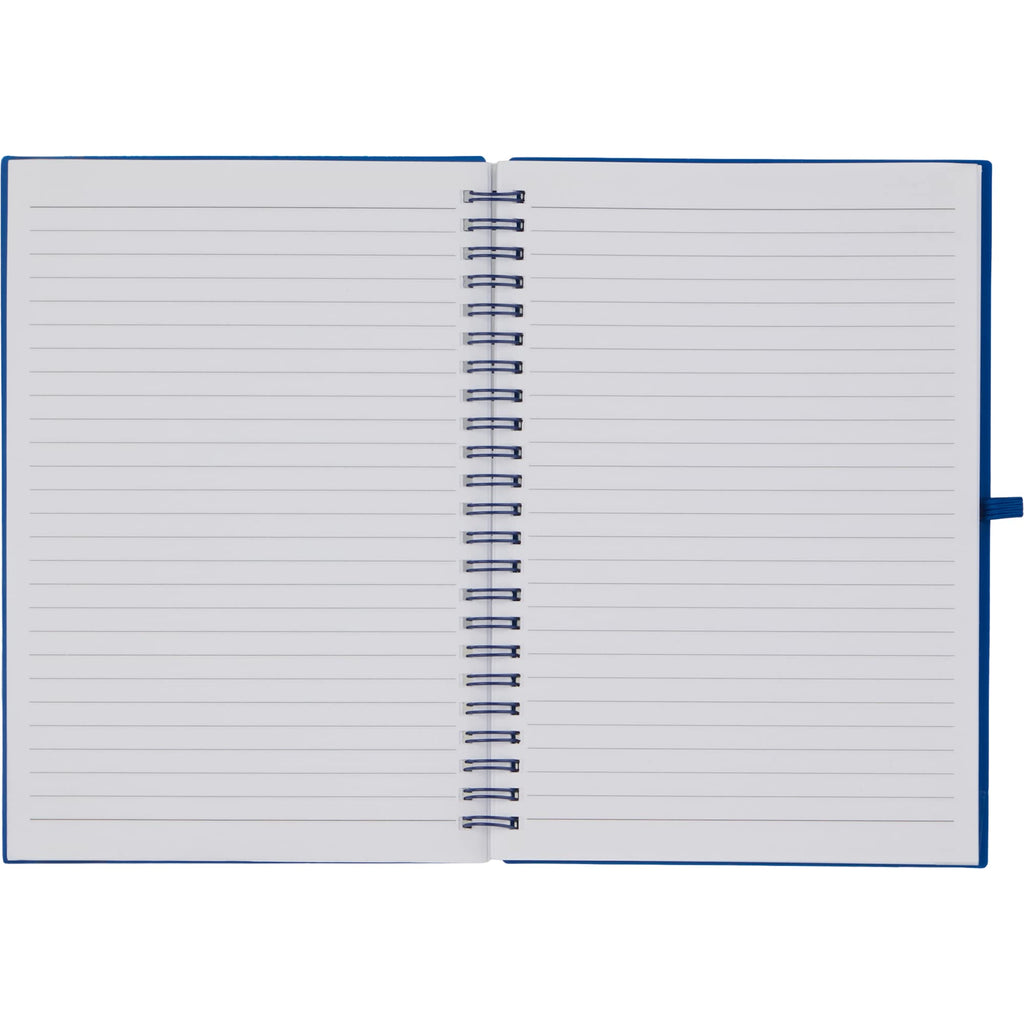 Scripto Recycled Spiral Notebook with Front Pockets, 5.5 x 8.5 Inches - Blue - Open