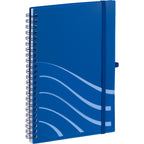 Scripto Recycled Spiral Notebook with Front Pockets, 5.5 x 8.5 Inches - Blue - Right Angle