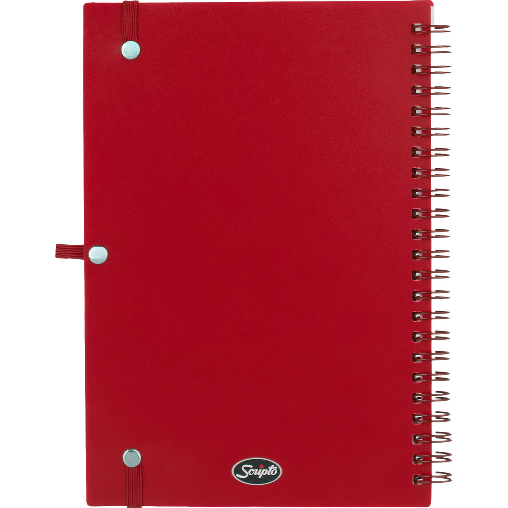 Scripto Recycled Spiral Notebook with Front Pockets, 5.5 x 8.5 Inches - Red - Back