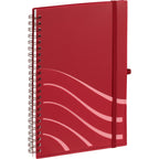 Scripto Recycled Spiral Notebook with Front Pockets, 5.5 x 8.5 Inches - Red - Right Angle