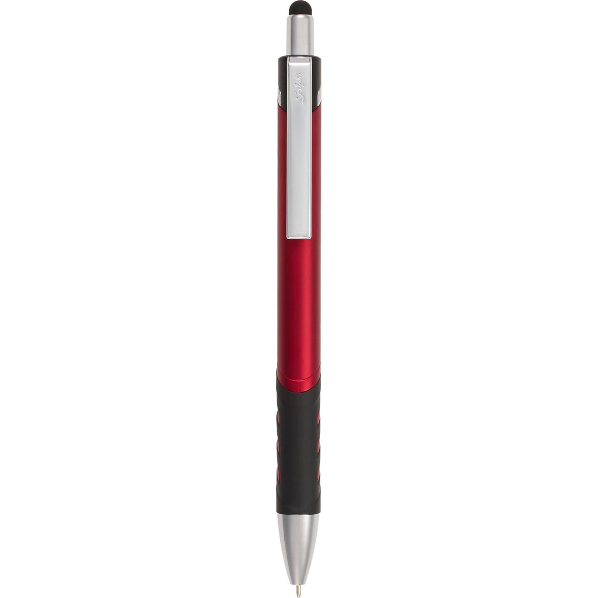 Scripto Revel Metallic Click Gel Pen with Stylus Full Color - Red - Clip