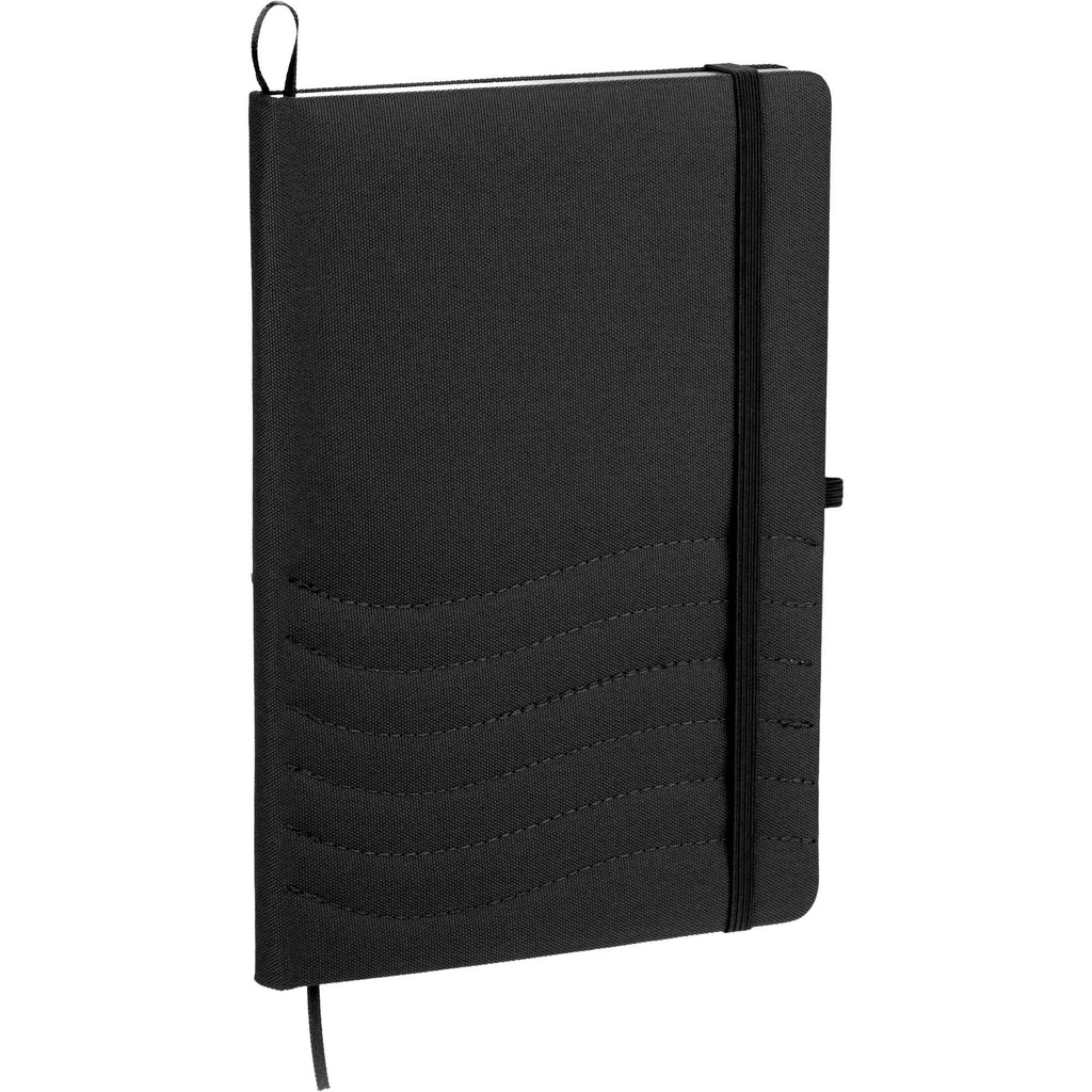 Scripto Tidal Quilted Recycled Notebook, 5.5 x 8.5 Inches Transfer - Black - Right Angle