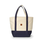 Seaside Cotton Canvas Zip Tote with Brass Rivets - Navy Blue - View 3