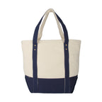 Seaside Cotton Canvas Zip Tote with Brass Rivets - Navy Blue - View 5