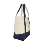 Seaside Cotton Canvas Zip Tote with Brass Rivets Transfer - Navy Blue - View 4