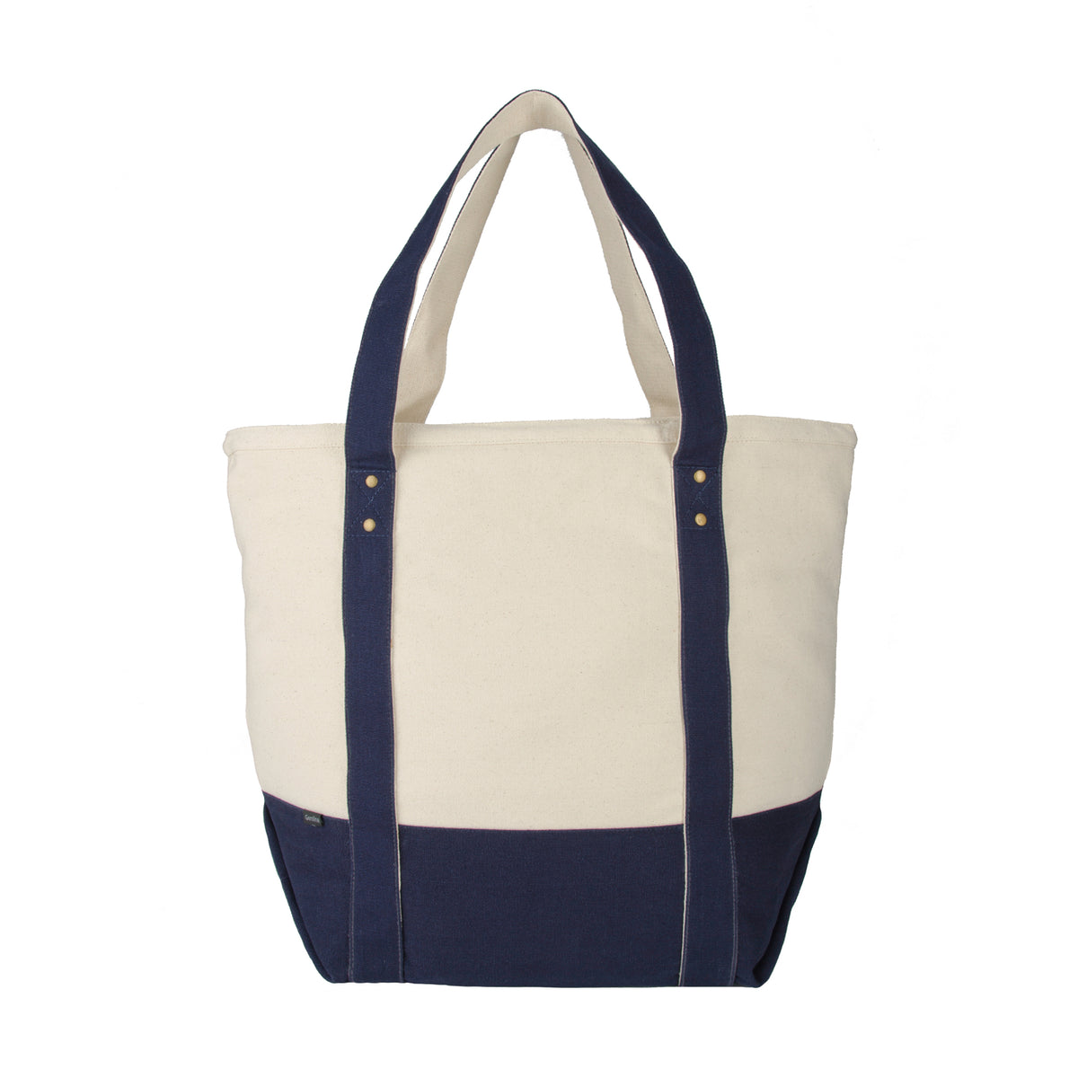 Seaside Cotton Canvas Zip Tote with Brass Rivets Transfer - Navy Blue - View 5