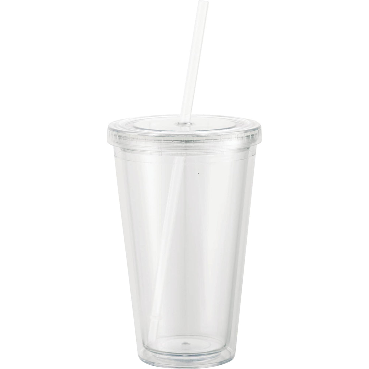 Sedici Double Wall Tumbler with Straw, 16 oz - Clear - Back
