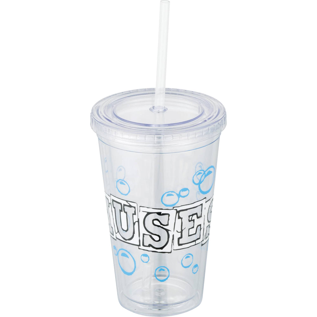 Sedici Double Wall Tumbler with Straw, 16 oz - Clear - Front 4