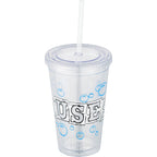 Sedici Double Wall Tumbler with Straw, 16 oz - Clear - Front 4