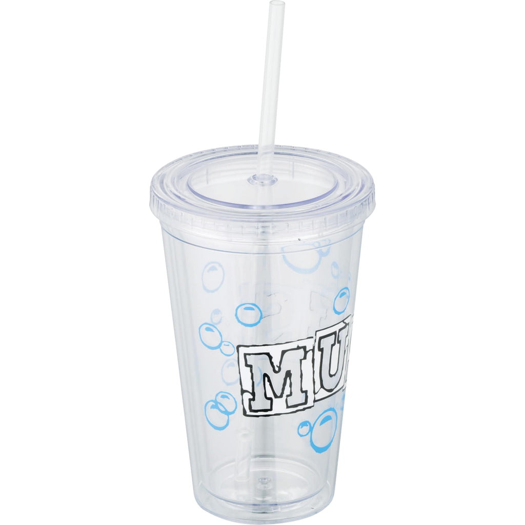 Sedici Double Wall Tumbler with Straw, 16 oz - Clear - Front 6