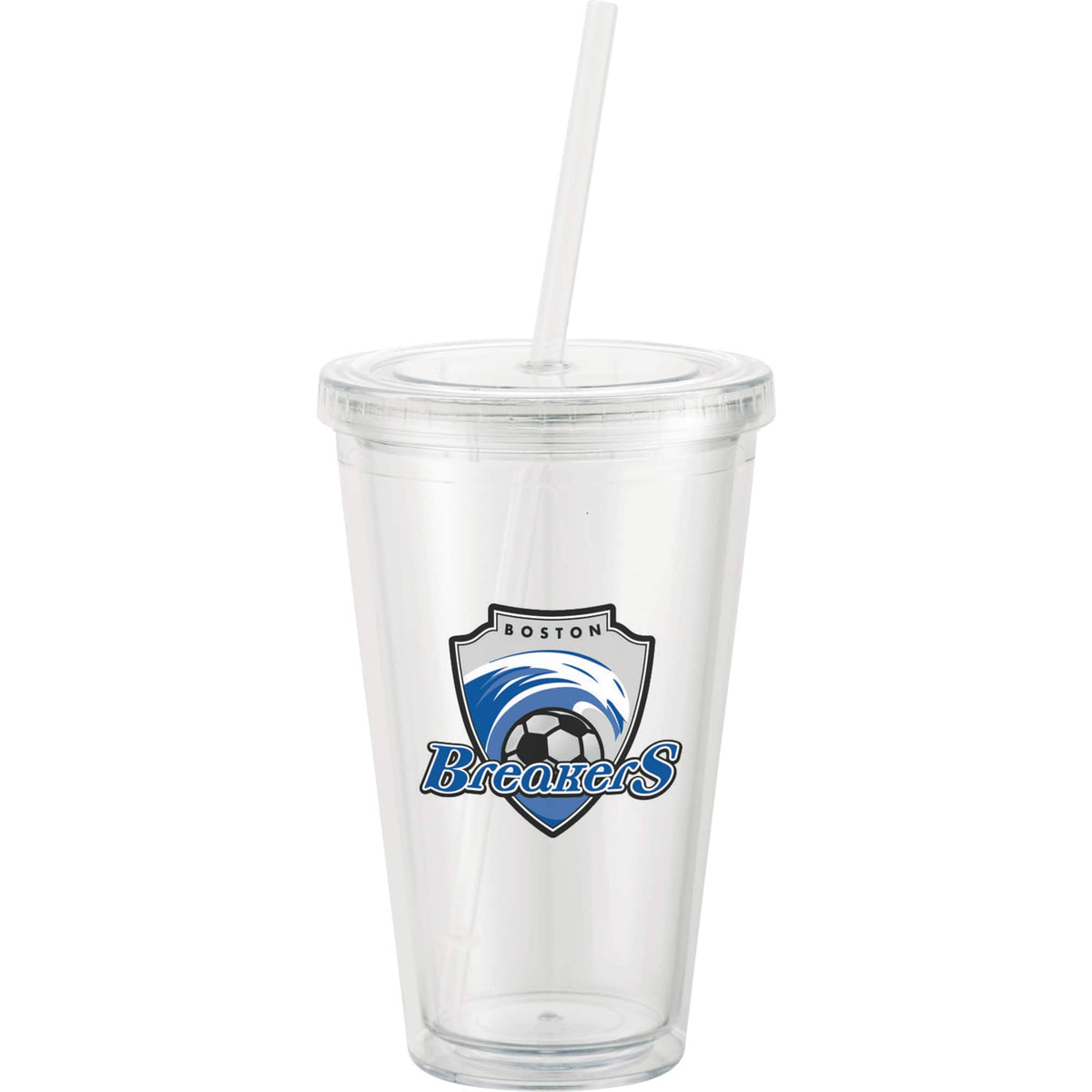 Sedici Double Wall Tumbler with Straw, 16 oz - Clear - Front 7