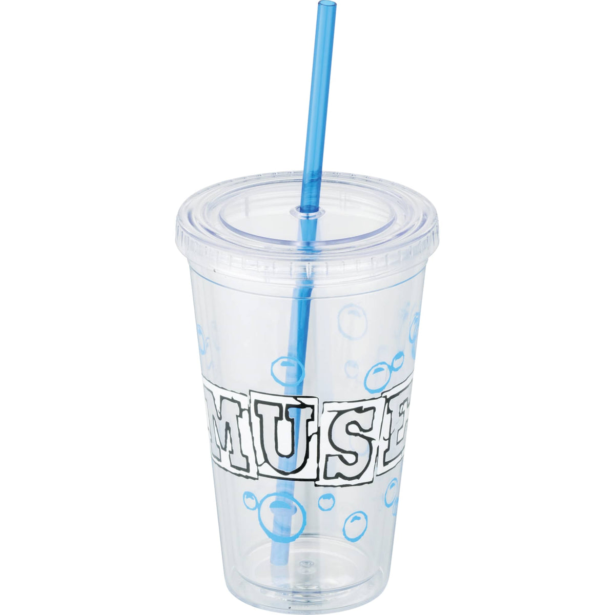 Sedici Double Wall Tumbler with Straw, 16 oz - Clear - Front