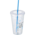 Sedici Double Wall Tumbler with Straw, 16 oz - Clear - Photo 2