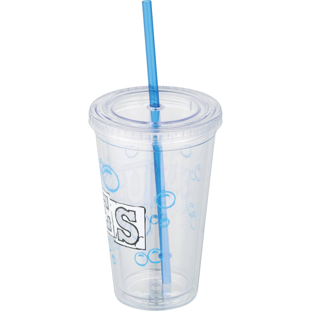 Sedici Double Wall Tumbler with Straw, 16 oz - Clear - Photo