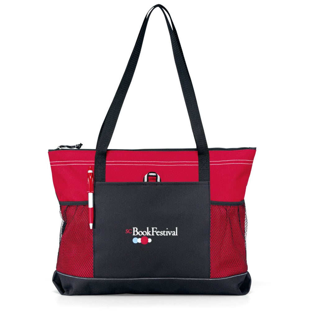 Select Zip Tote with Mesh Bottle Pockets Transfer - Red - View 1