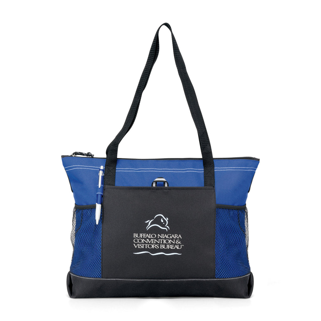 Select Zip Tote with Mesh Bottle Pockets Transfer - Royal Blue - View 1