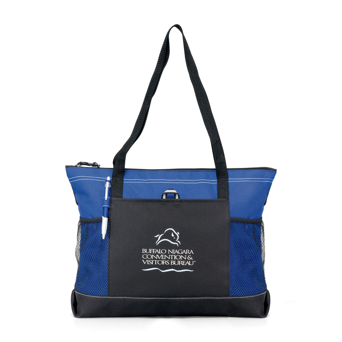 Select Zip Tote with Mesh Bottle Pockets Transfer - Royal Blue - View 1