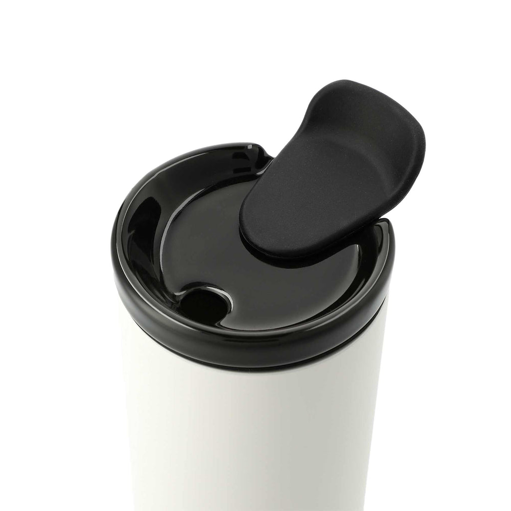 Seneca Tumbler with Ceramic Lid and Lining, 16 oz Full Color - White - Left Angle 2