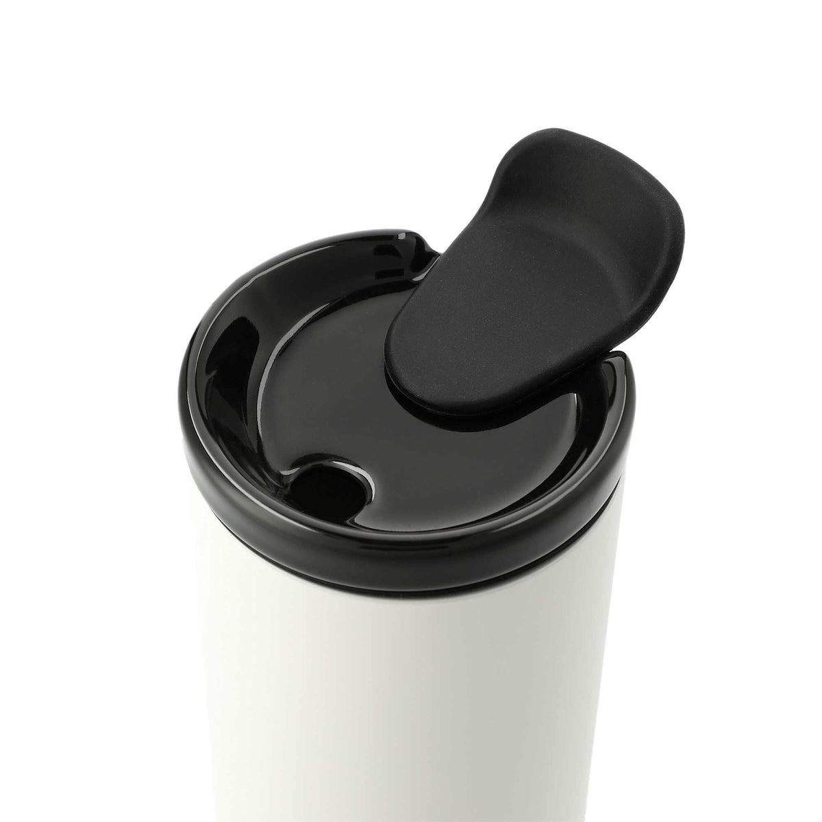 Seneca Tumbler with Ceramic Lid and Lining, 16 oz Full Color - White - Left Angle 2