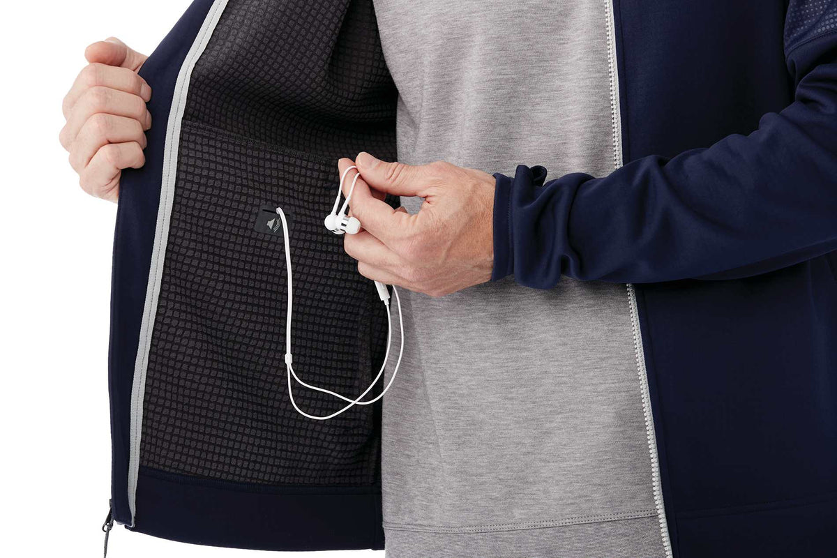 Senger Performance Knit Full Zip Jacket with Thumb Holes for Men Laser Engraving - Vintage Navy - On Model 3