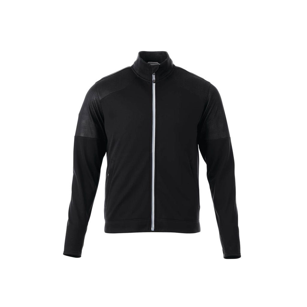 Senger Performance Knit Full Zip Jacket with Thumb Holes for Men Transfer - Black - Front Flat