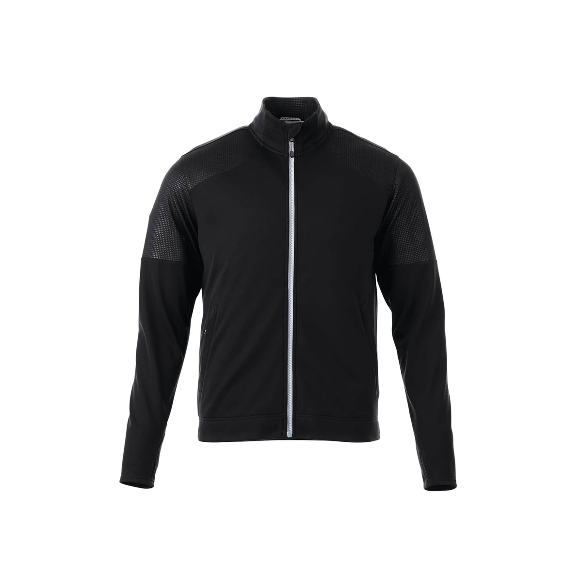 Senger Performance Knit Full Zip Jacket with Thumb Holes for Men Transfer - Black - Front Flat