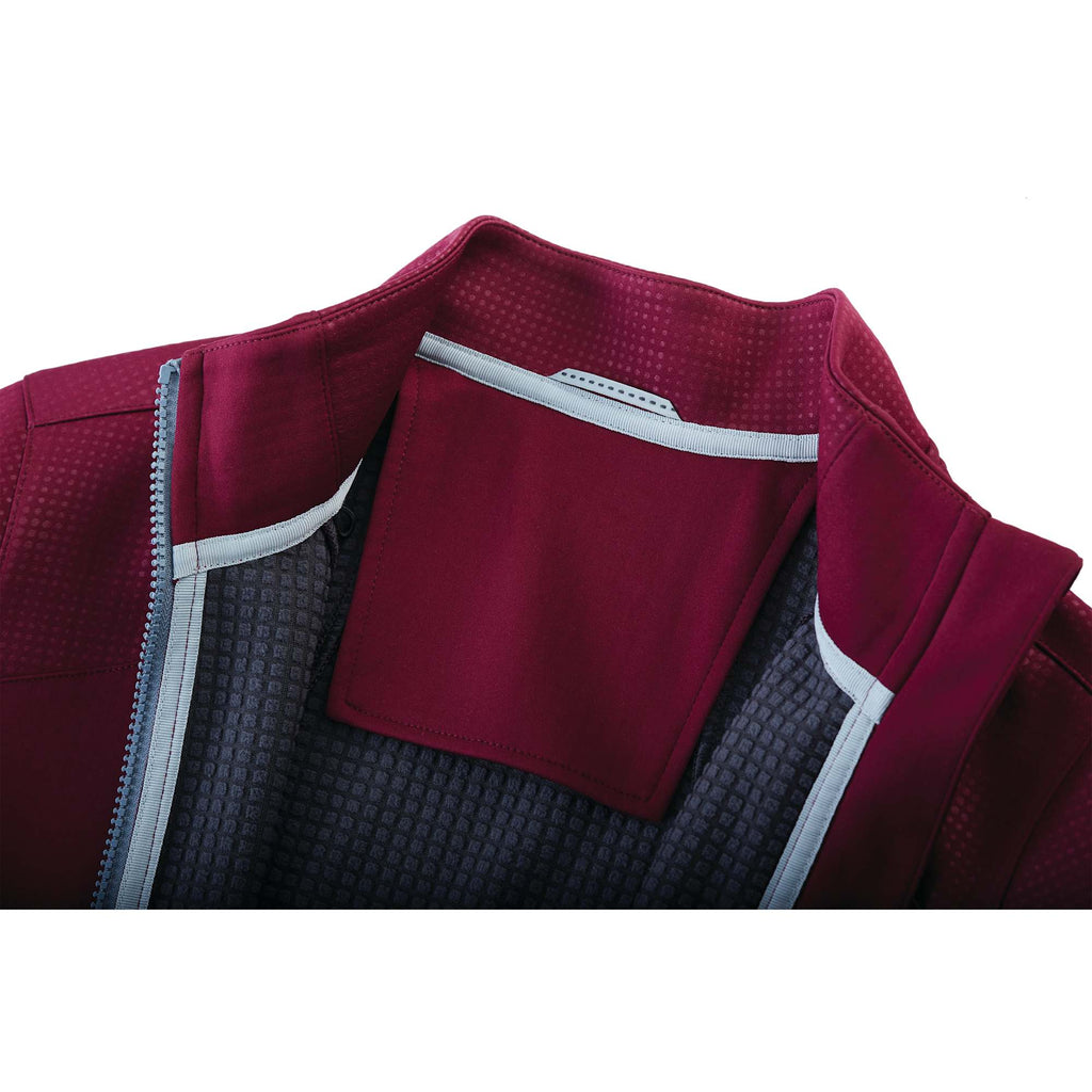 Senger Performance Knit Full Zip Jacket with Thumb Holes for Women Debossing - Maroon - Flat 2